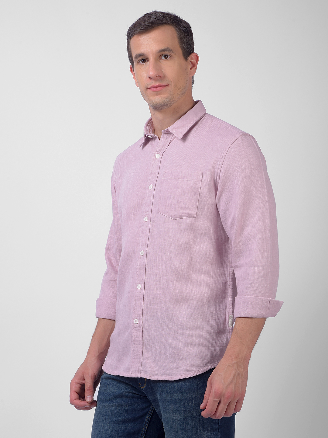 Numero Uno Men Solid Light Pink Regular Fit Shirt